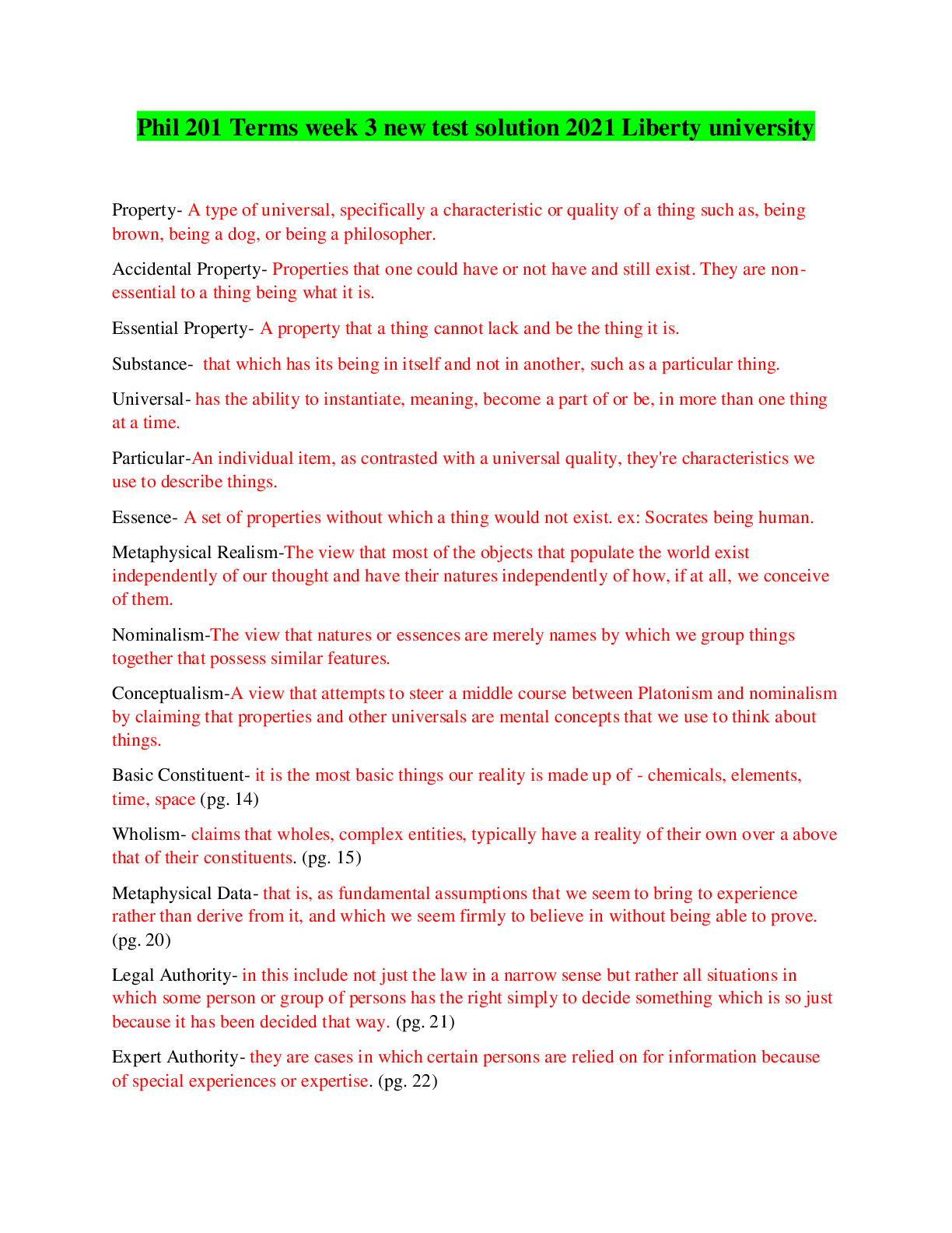Preview of BUS309 Quiz 1 test solution questions and answers 2020